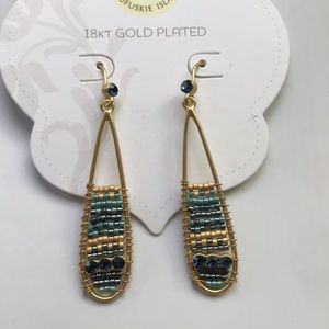 Spartina 449 Deep Teal Woven Beaded Earrings